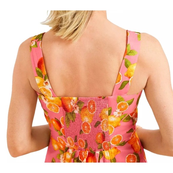 Talbots Plus 100% Cotton Tiered Maxi Dress Women Sz 3X/22W Lemons Oranges Cruise - Picture 7 of 9